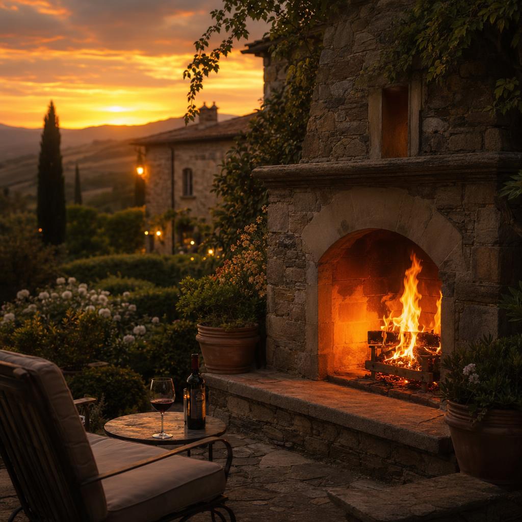 Fuoco serale nel giardino