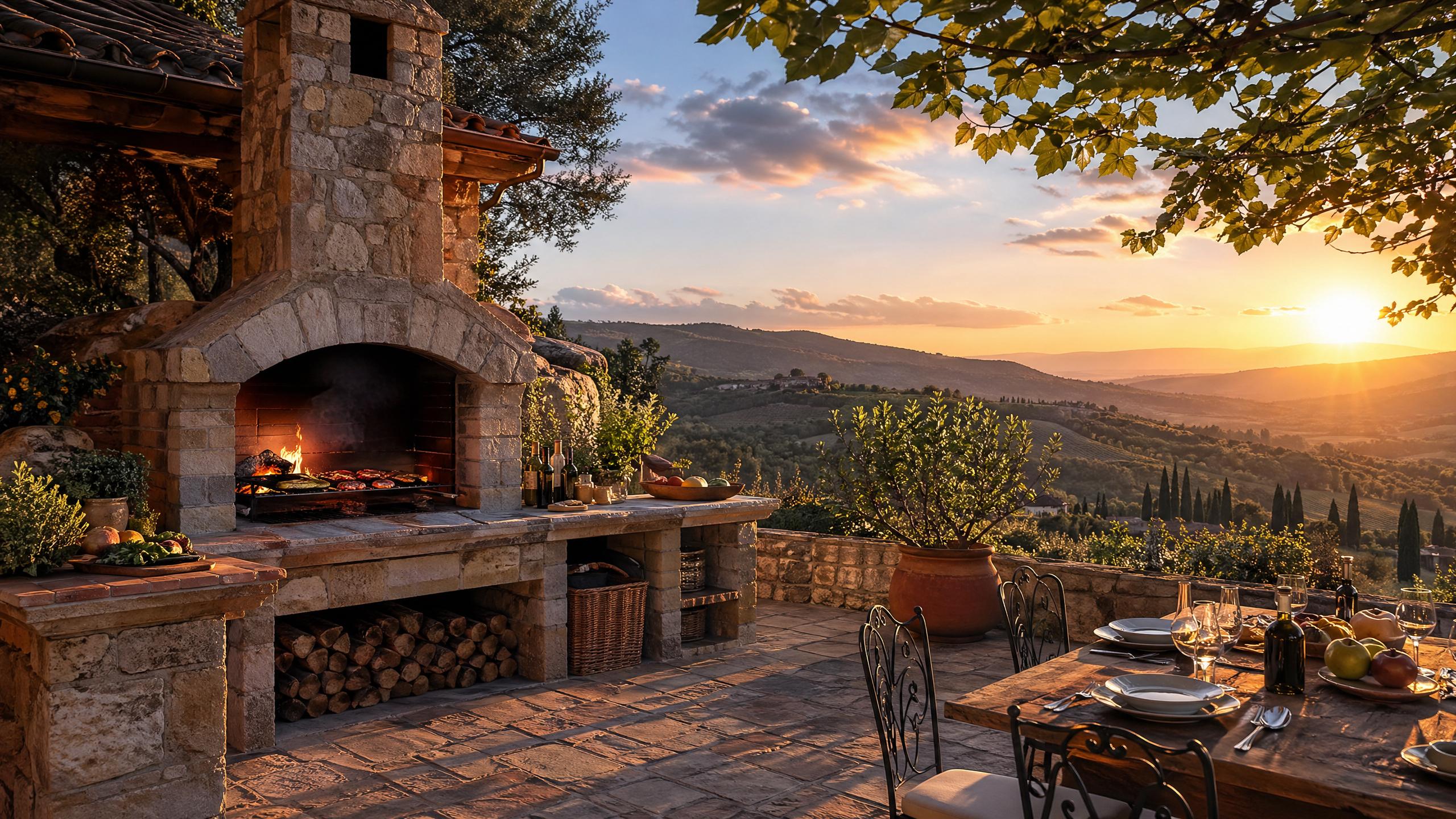 Terrazza con barbecue e vista panoramica