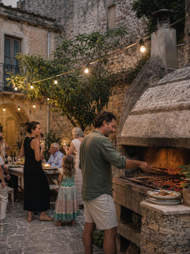 Barbecue nel cortile di casa