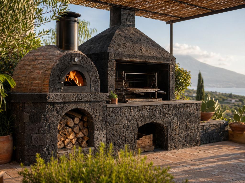 Forno a legna con barbecue integrato